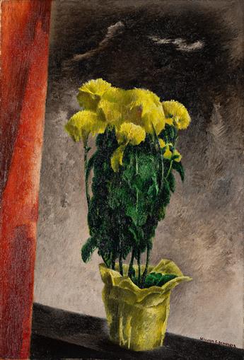 WILLIAM S. SCHWARZ Still Life with Yellow Mums.